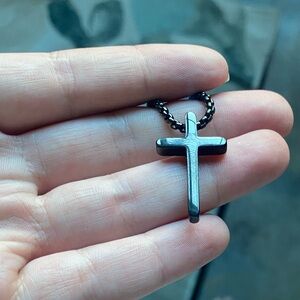 Black Cross Pendant Necklace